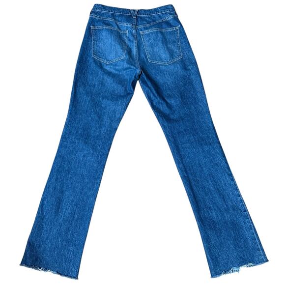 Veronica Beard Blue Denim Keane Raw Long Straight Leg Split Hem High Rise Size30 - Picture 8 of 12